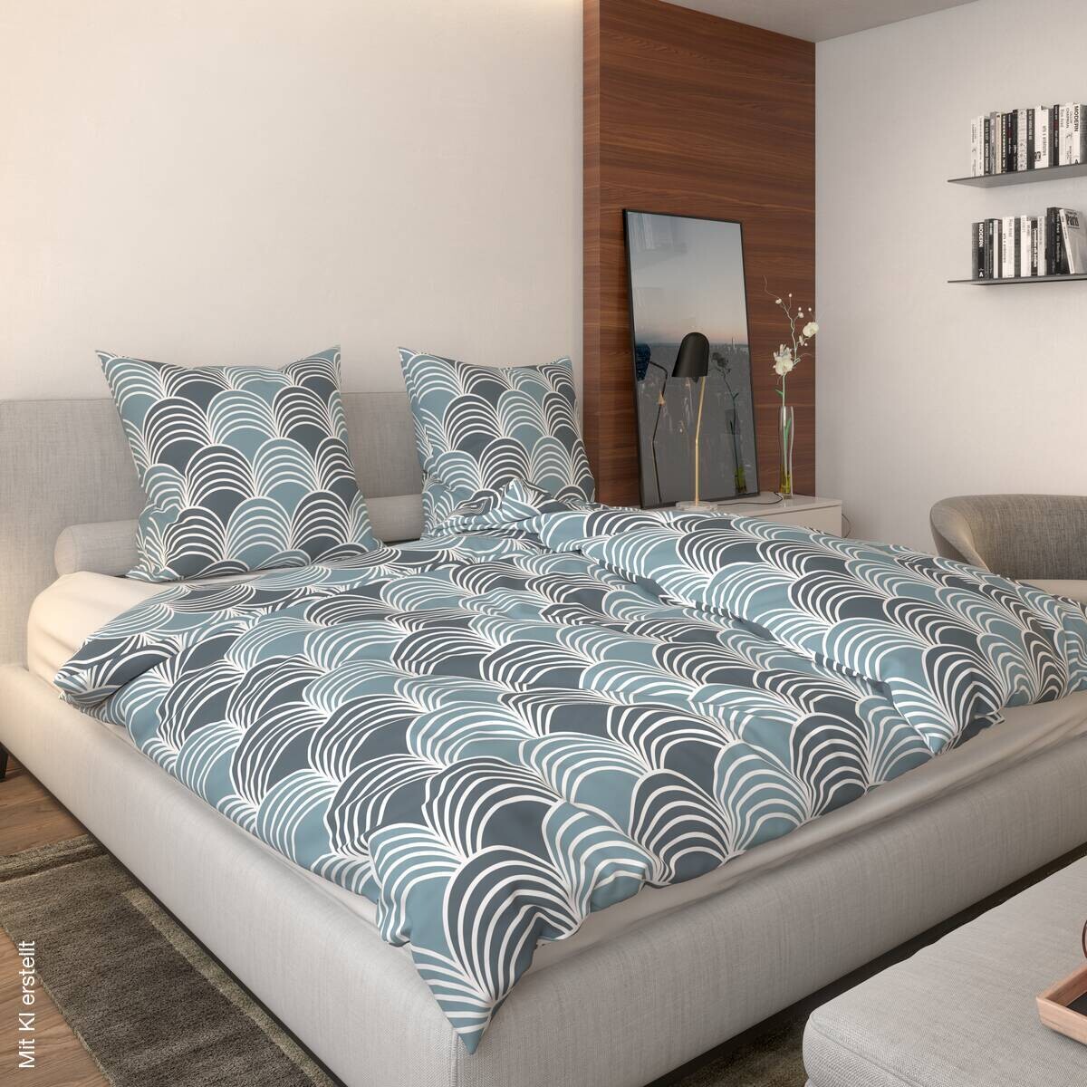 Microfaser Bettwäsche blau Polyester B/L: ca. 135x200 cm