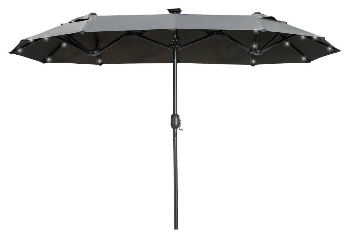 Outsunny Doppelseitiger Sonnenschirm grau Polyester B/H/L: ca. 150x219x295 cm