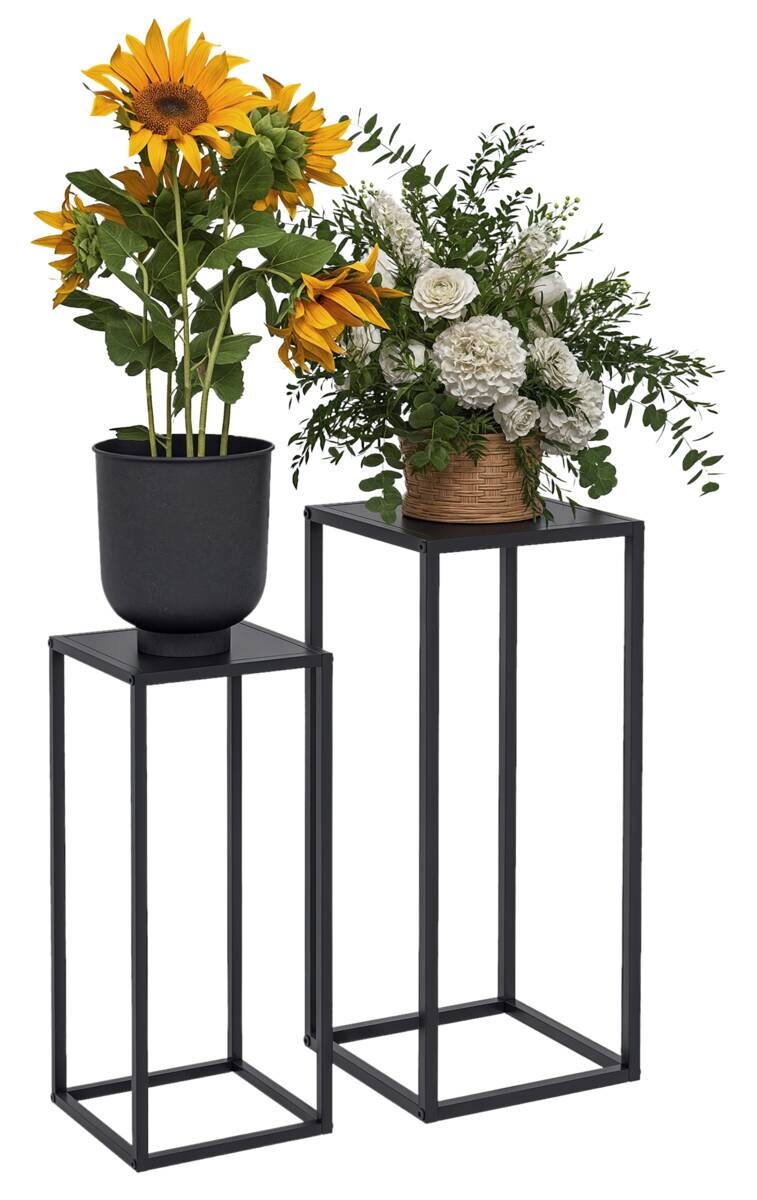 Outsunny Blumenständer schwarz Stahl B/H/L: ca. 31x65x31 cm