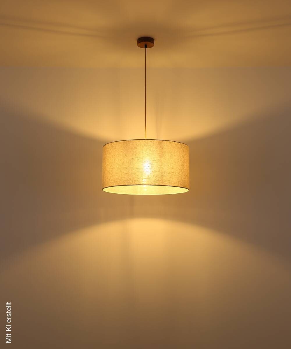 GLOBO Pendelleuchte Jule braun Leinen Holz H/D: ca. 120x50 cm E27 1 Brennstellen