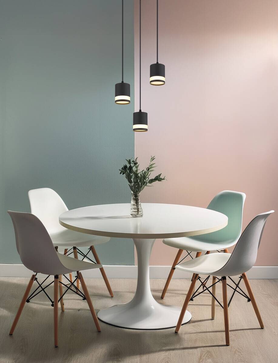 GLOBO Hängeleuchte Opal schwarz Kunststoff Metall H/D: ca. 110x30 cm 3 Brennstellen