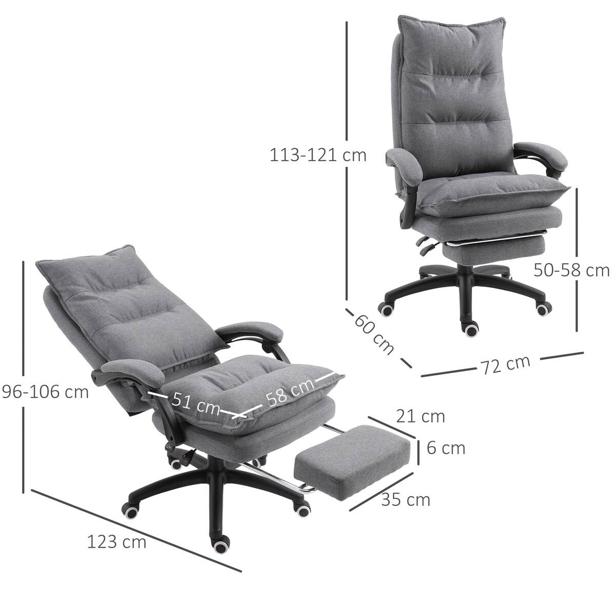Vinsetto Massagestuhl MH921-232GY grau Schaumstoff Nylon B/H/T: ca. 70x130x62 cm