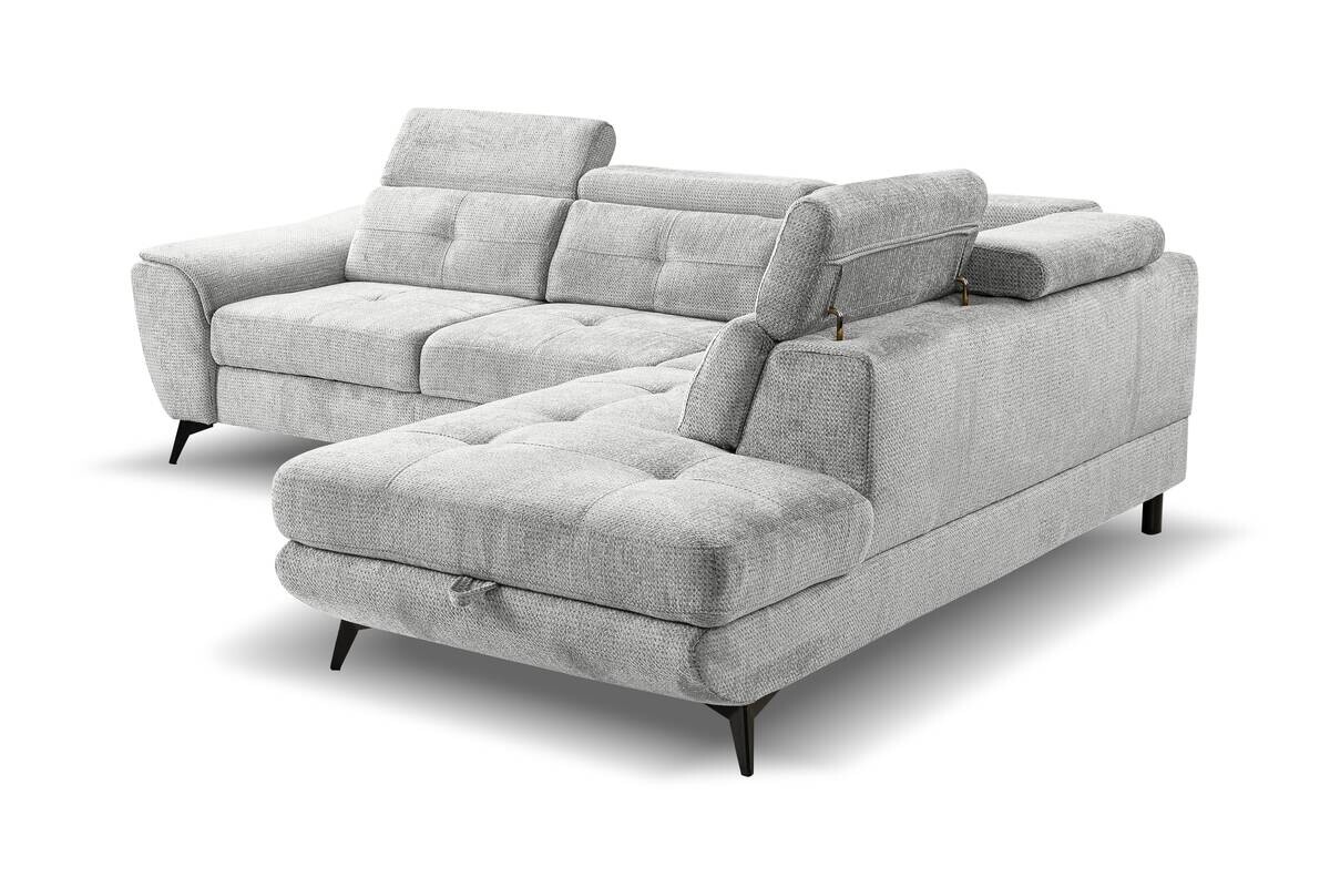 Ecksofa mit Bettfunktion und Bettkasten silber Microfaser B/H/T: ca. 274x82x231 cm
