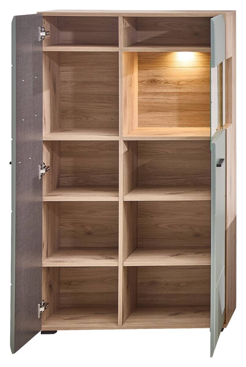 Vitrine Fun Plus 2 salbei Oak Eiche Viking Nachbildung B/H/T: ca. 80x139x37 cm