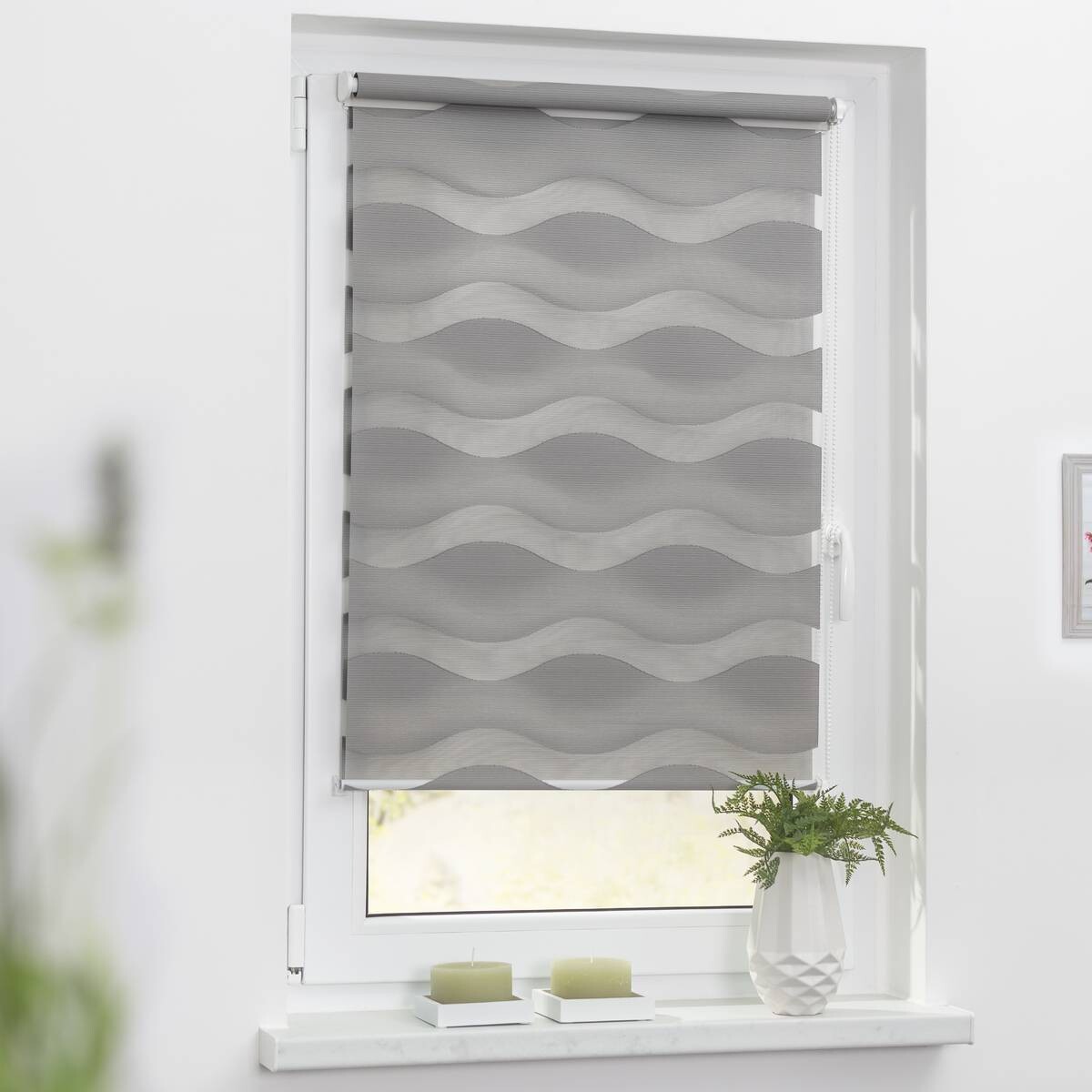 LICHTBLICK Doppelrollo Duo Welle grau B/L: ca. 80x150 cm
