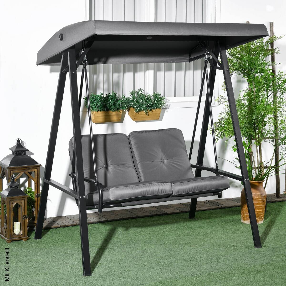 Outsunny Hollywoodschaukel dunkelgrau Polyester B/H/L: ca. 116x172x145 cm