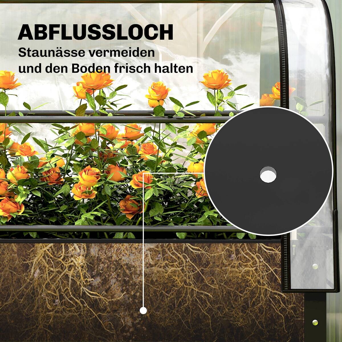 Outsunny Hochbeet mit Gewächshaus schwarz Kunststoff B/H/T/L: ca. 49x136x49x100 cm