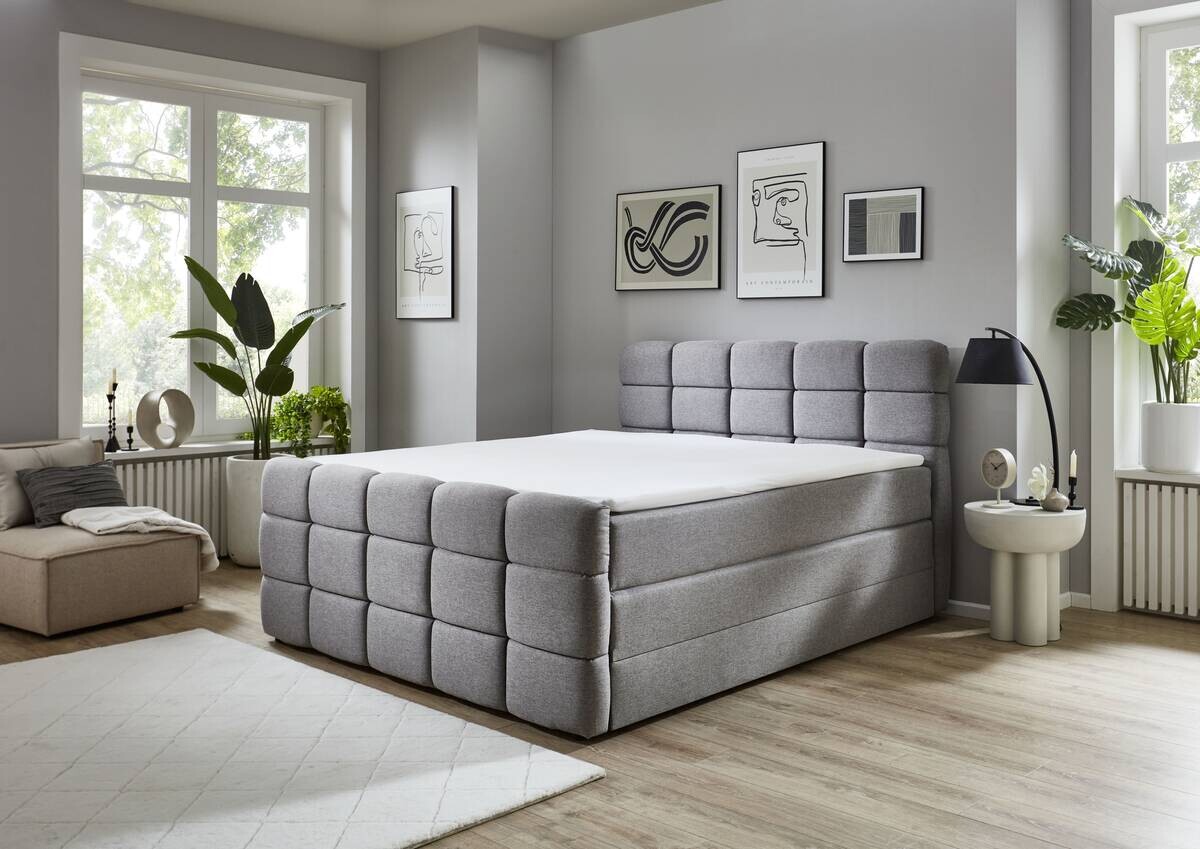 Boxspringbett Lugano hellgrau Liegefläche B/L: ca. 180x200 cm