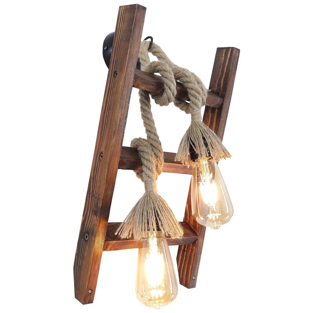 Opviq Wandleuchte nussbaum Kiefer B/H/L: ca. 25x23x45 cm E27 1 Brennstellen