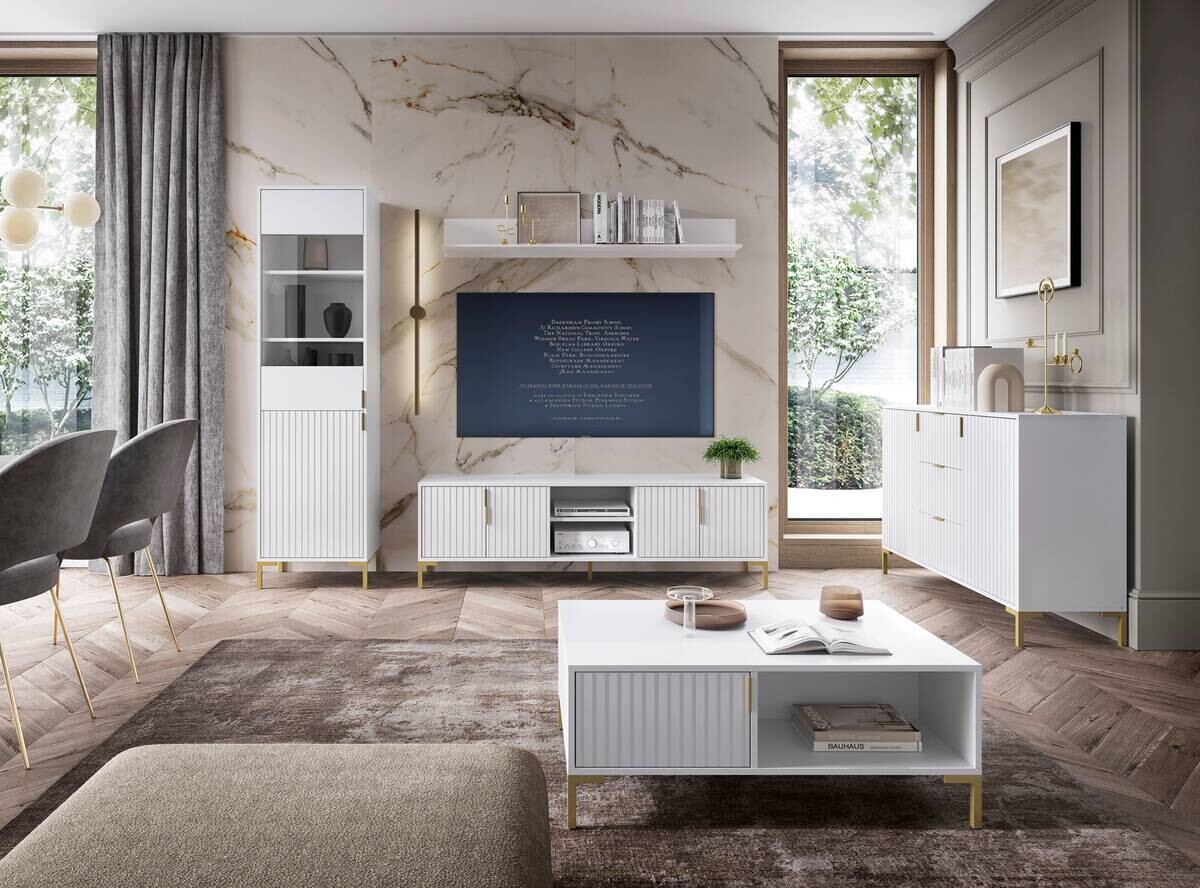 WIPMEB Couchtisch FLINN weiß B/H/T: ca. 100x39,6x66 cm