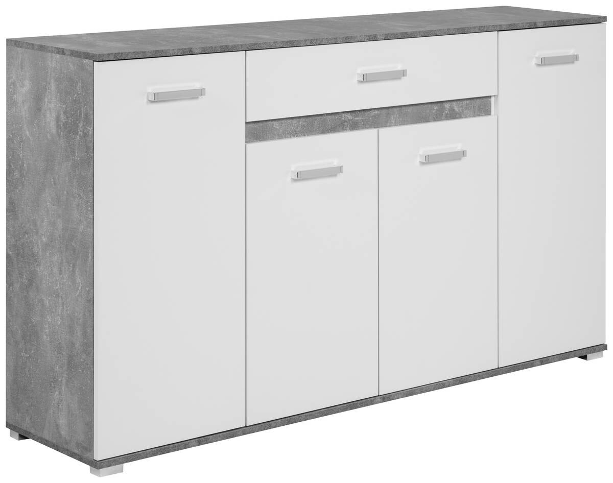 Sideboard Volos Beton Optik weiß B/H/T: ca. 160x90x38 cm | weiß | 160,00/90,00/38,00 cm