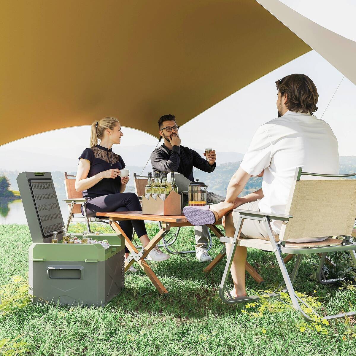 Outsunny Kühlbox grün grau Kunststoff Polyethylen B/H/L: ca. 32x27x60,2 cm