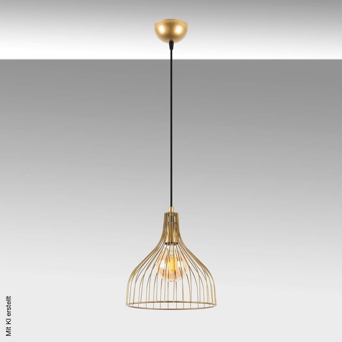 Opviq Pendelleuchte Cafu gold B/H/L: ca. 25x123x25 cm E27 1 Brennstellen