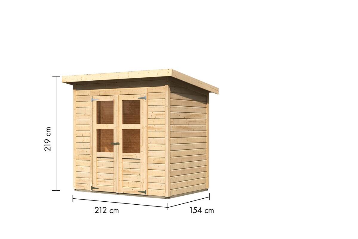 Karibu Gartenhaus Tony 0,5 natur B/H/T: ca. 212x219x154 cm