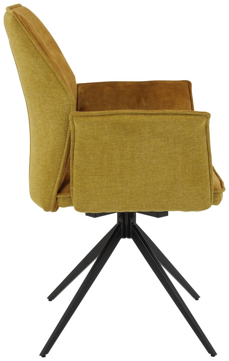 Armlehnstuhl 4er Set SUSANNE gold Vintage schwarz Webstoff Microfaser Metall B/H/T: ca. 65x92x64 cm