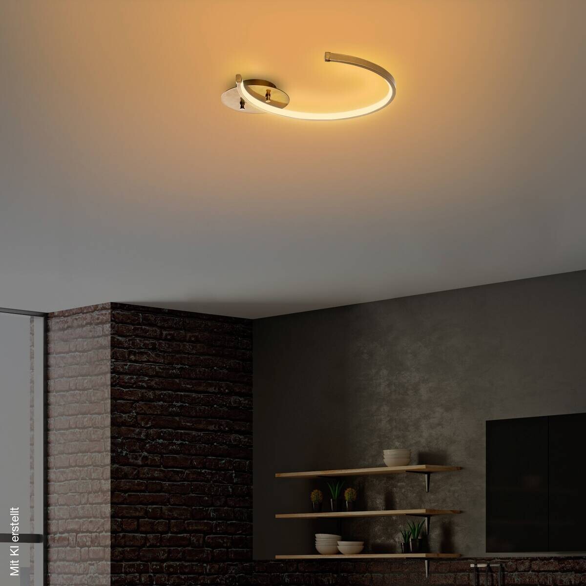 Opviq Deckenleuchte gold Metall B/H/T/L: ca. 46x6x33x46 cm