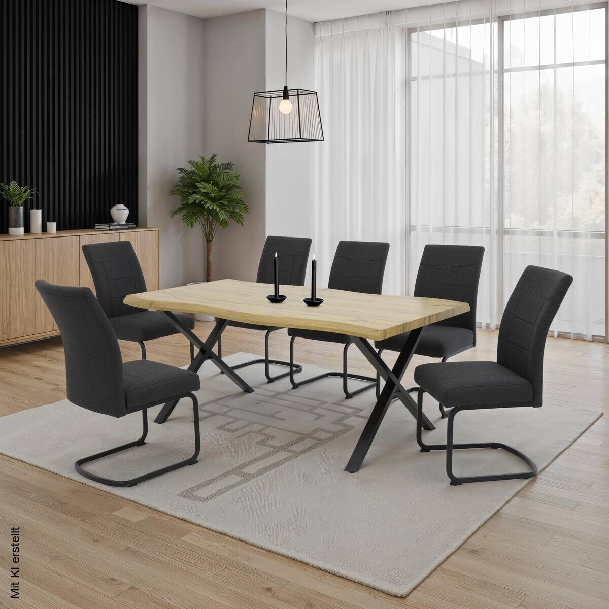 Schwingstuhl Brindisi, 4er-Set anthrazit Webstoff B/H/T: ca. 48x98,5x67 cm