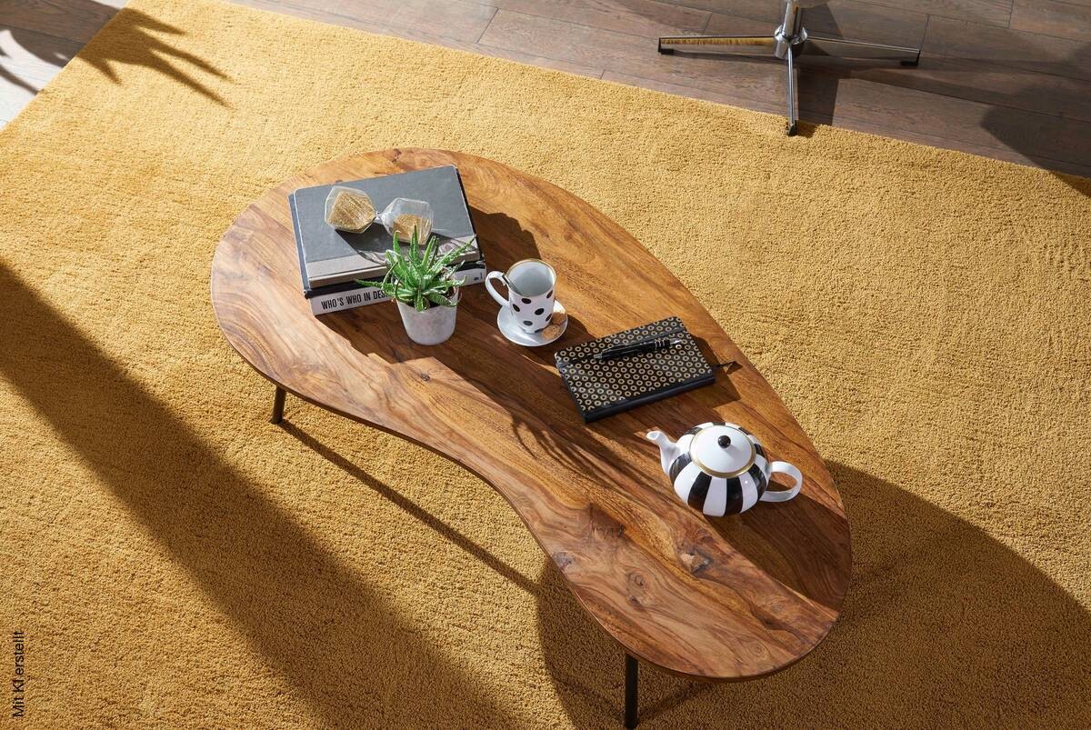 Couchtisch natur schwarz pulverbeschichtet B/H/T: ca. 122x36x63 cm