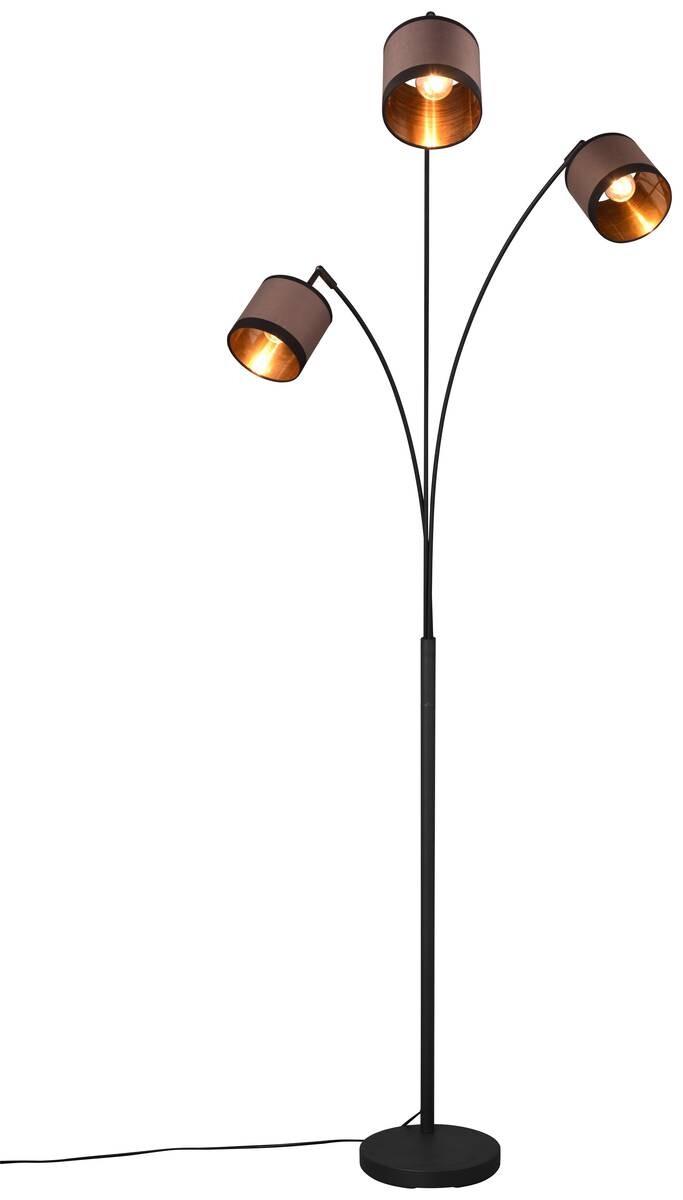 Reality Stehlampe R41553041 Davos schwarz taupe Metall Stoff H/D: ca. 185x12 cm E14 3 Brennstellen