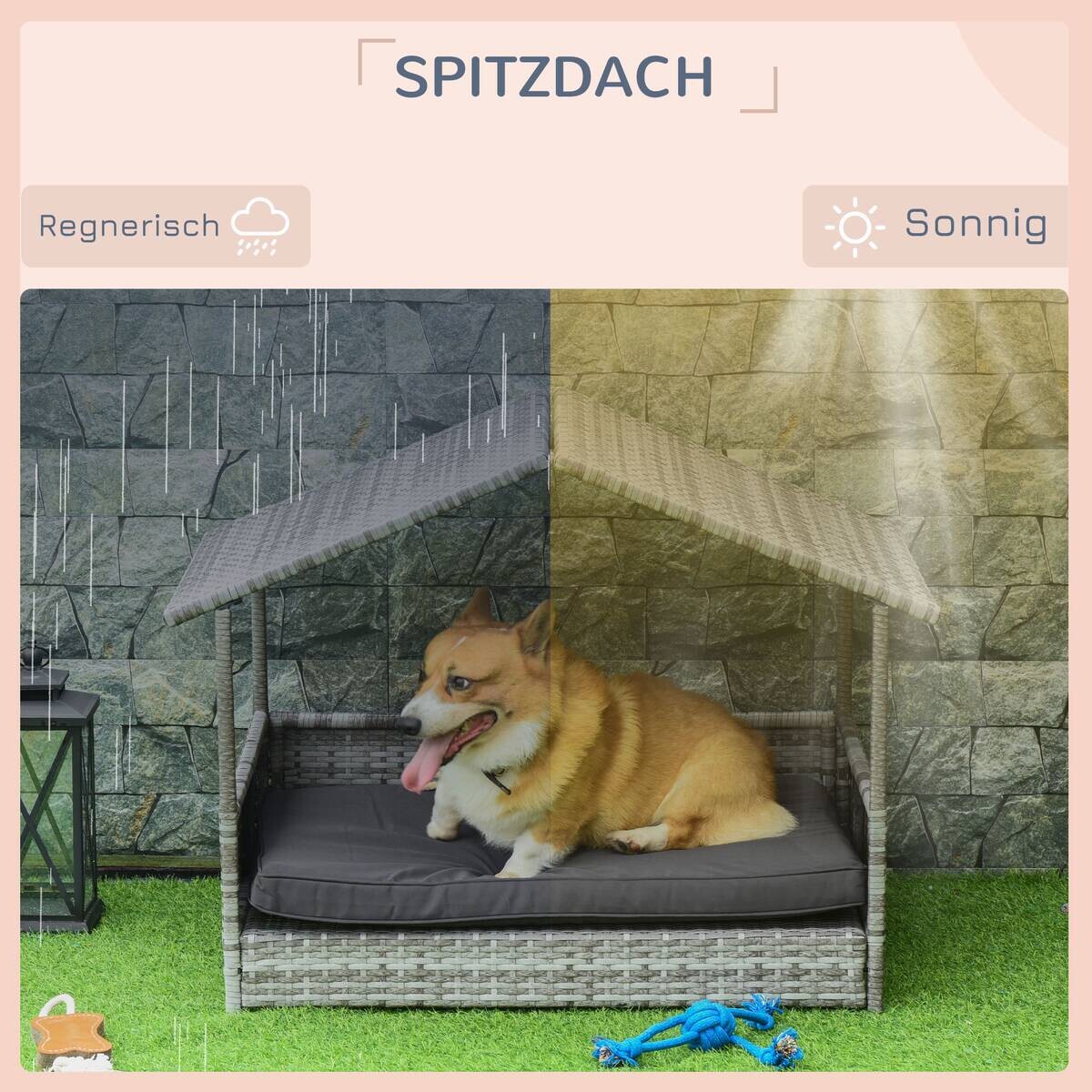 PawHut Hunde-Zubehör grau Polyester B/H/L: ca. 98x69x70 cm