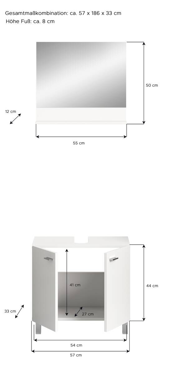 Badezimmer-Set BOSTON weiß B/H/T: ca. 57x186x33 cm