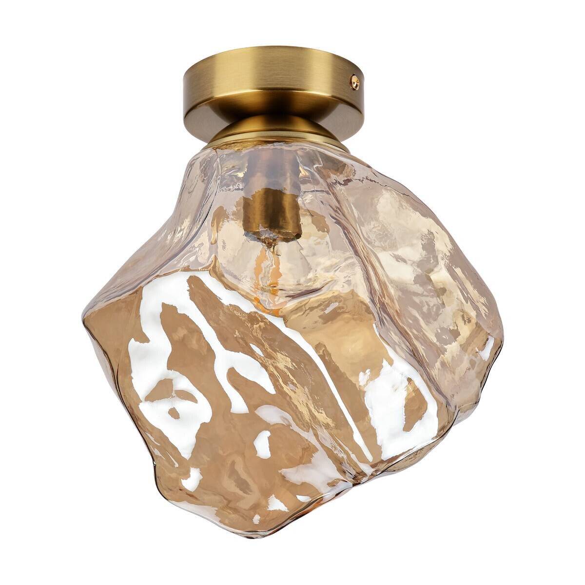 Lamkur Deckenleuchte amber Glas Stahl B/H/L: ca. 22x25x22 cm E14 1 Brennstellen