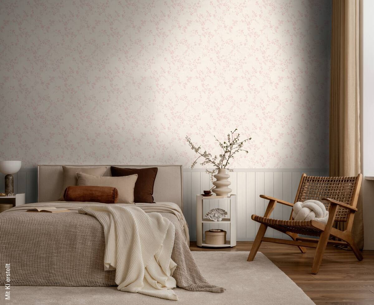 Livingwalls Fototapete Floral rosa creme B/L: ca. 280x159 cm