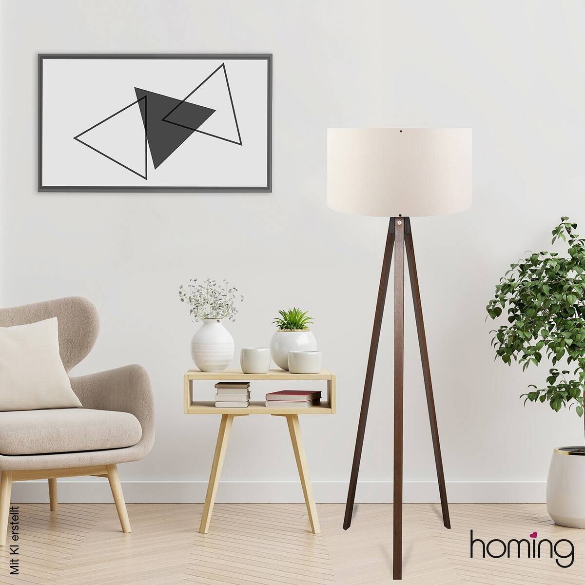 Opviq Stehlampe creme MDF PVC B/H/T/L/D: ca. 38x140x38x38x38 cm E27 1 Brennstellen