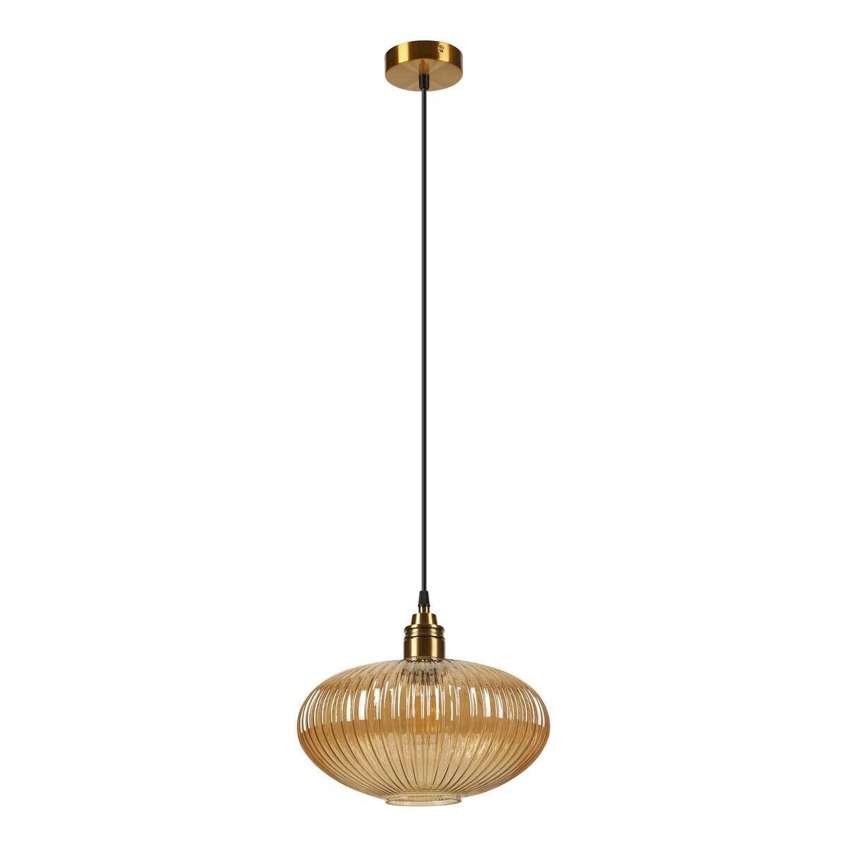 Lamkur Pendelleuchte gold Glas B/H/L: ca. 29x107x29 cm E27 1 Brennstellen