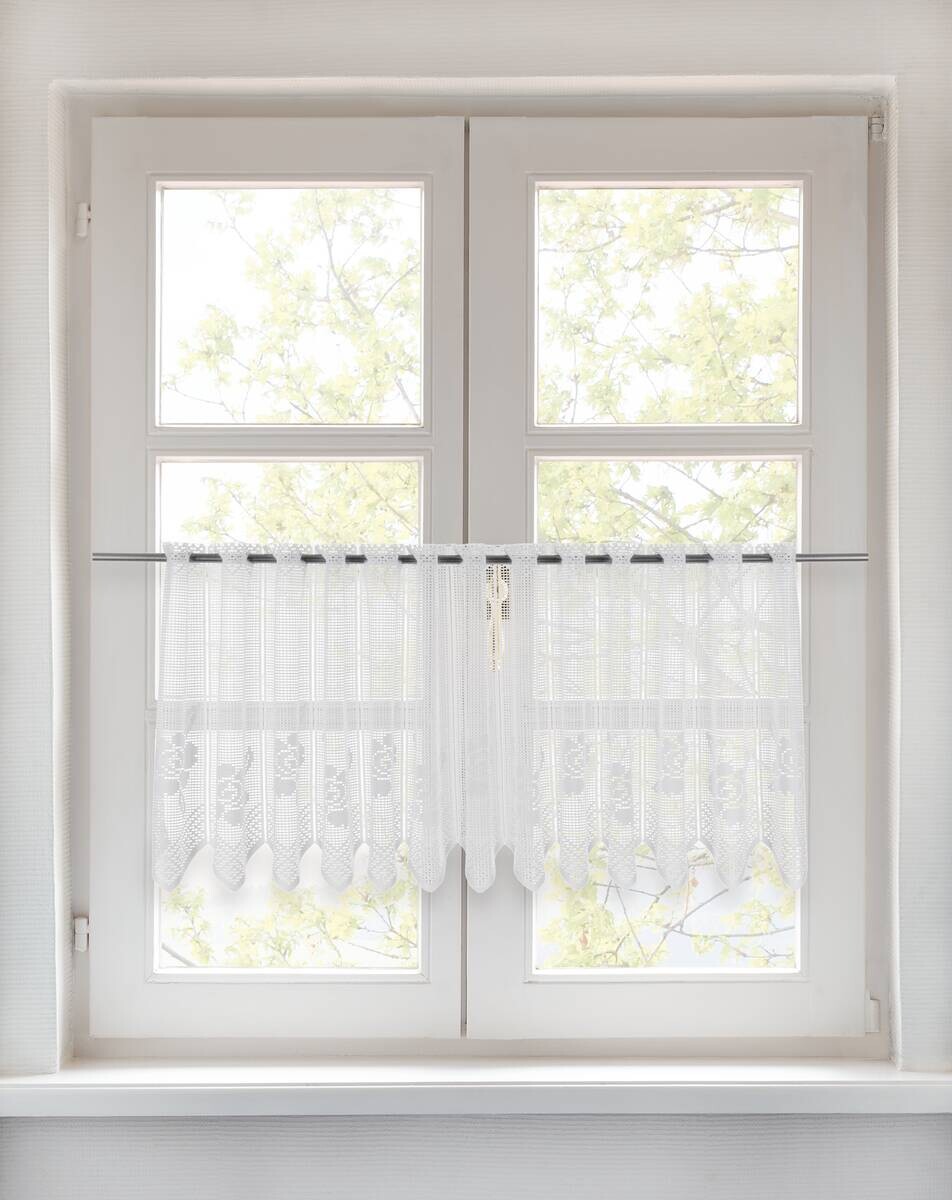 POCOline Scheibengardine Rosen weiß B/L: ca. 200x45 cm