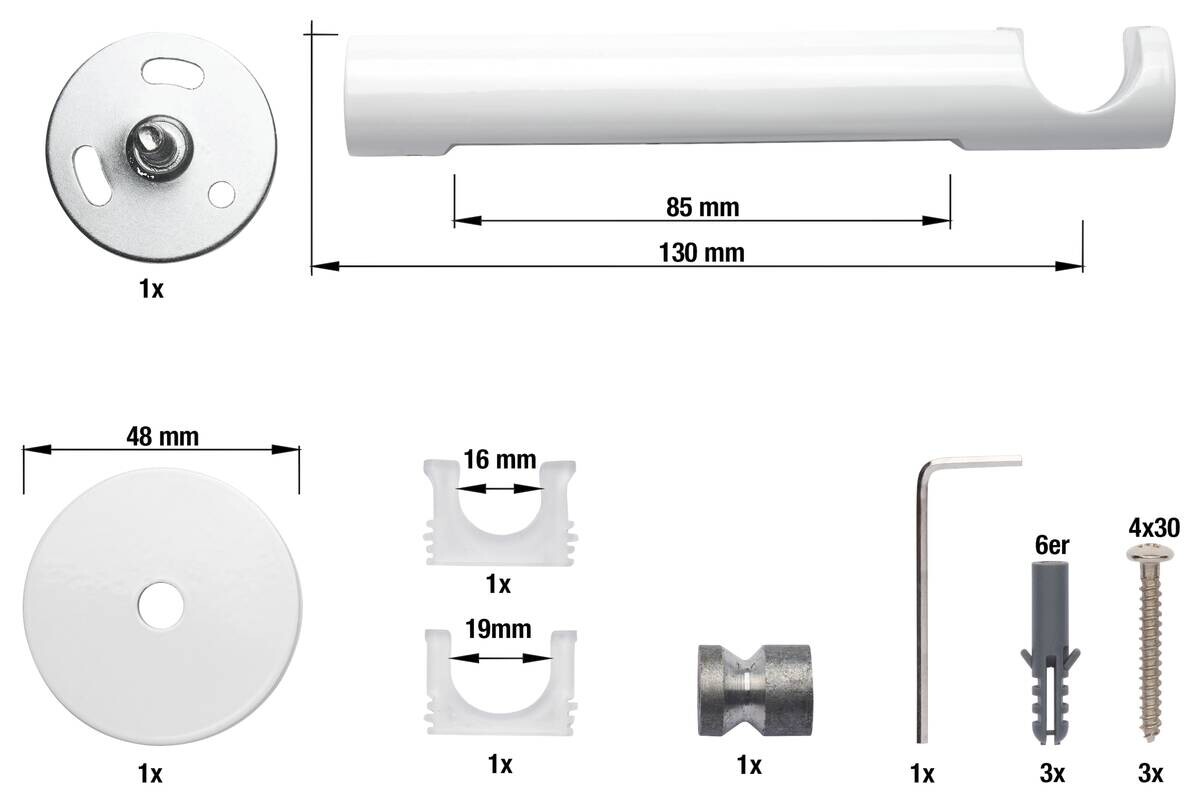 ondeco Träger smart weiß Metall L: ca. 13,5 cm 1 Läufe
