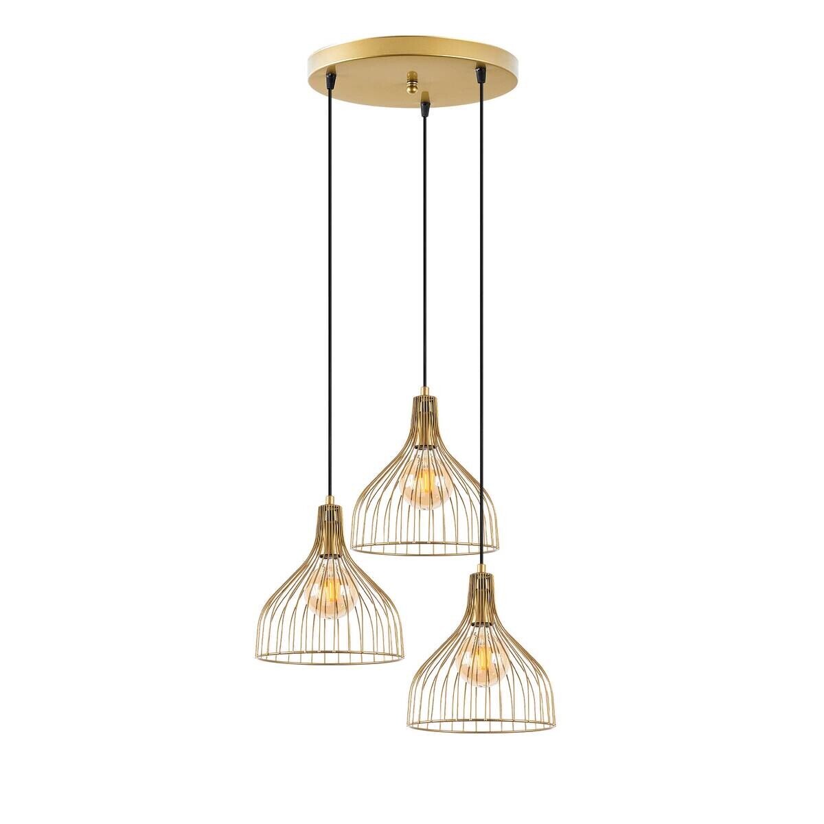 Opviq Pendelleuchte Cafu gold B/H/L: ca. 49x121x49 cm E27 1 Brennstellen