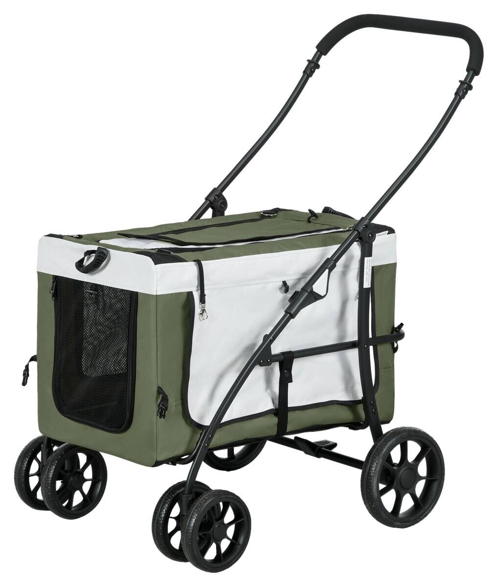 PawHut Hundewagen dunkelgrün Stahl B/H/L: ca. 58x97,5x81 cm