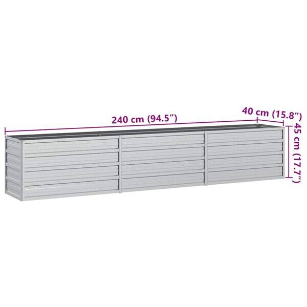 Garten-Hochbeet silber Stahl B/H/L: ca. 40x45x240 cm