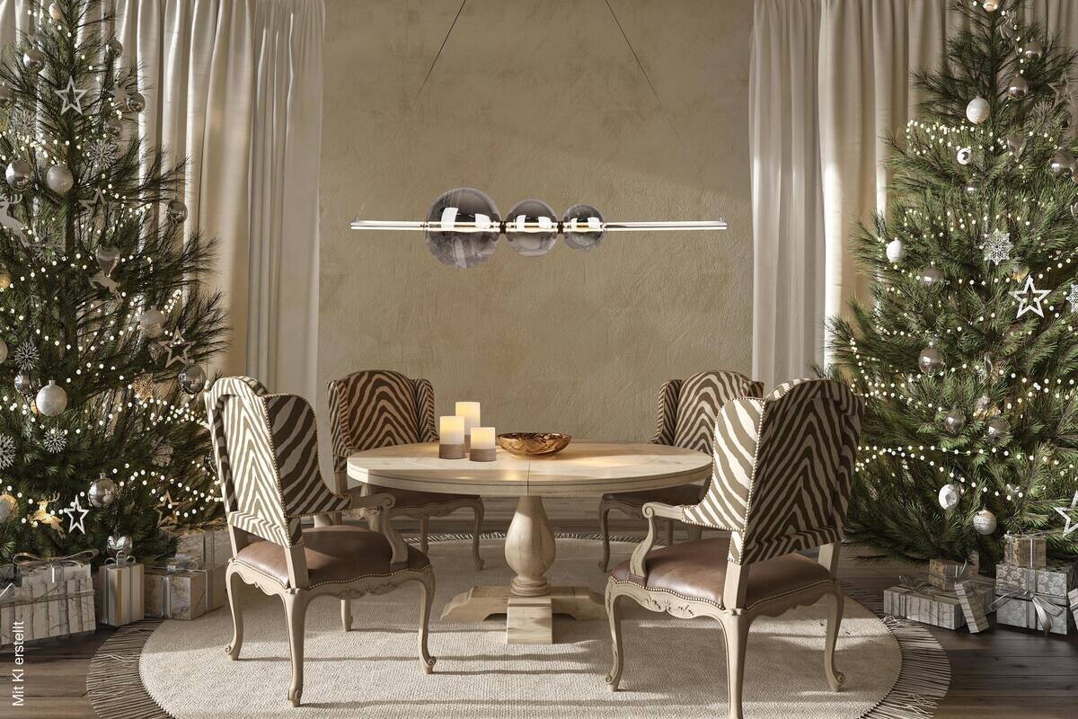 Näve Leuchten LED-Pendelleuchte Chrom Glas Metall B/H/T: ca. 125,3x150x25 cm