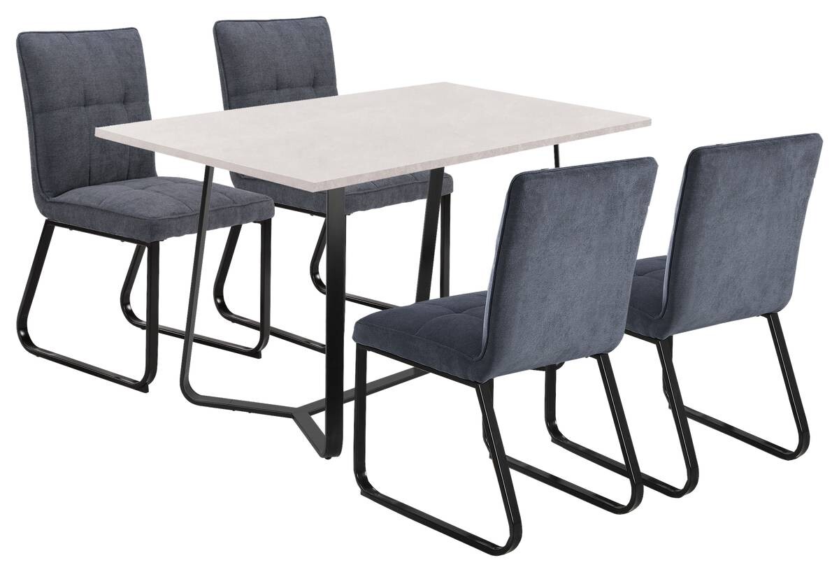 Stuhl TALEA 2er-Set dunkelgrau schwarz Webstoff Metall B/H/T: ca. 46x86x55 cm
