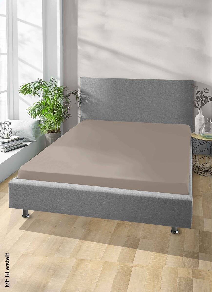 Jersey Spannbetttuch taupe Baumwolle B/H/L: ca. 180x28x200 cm