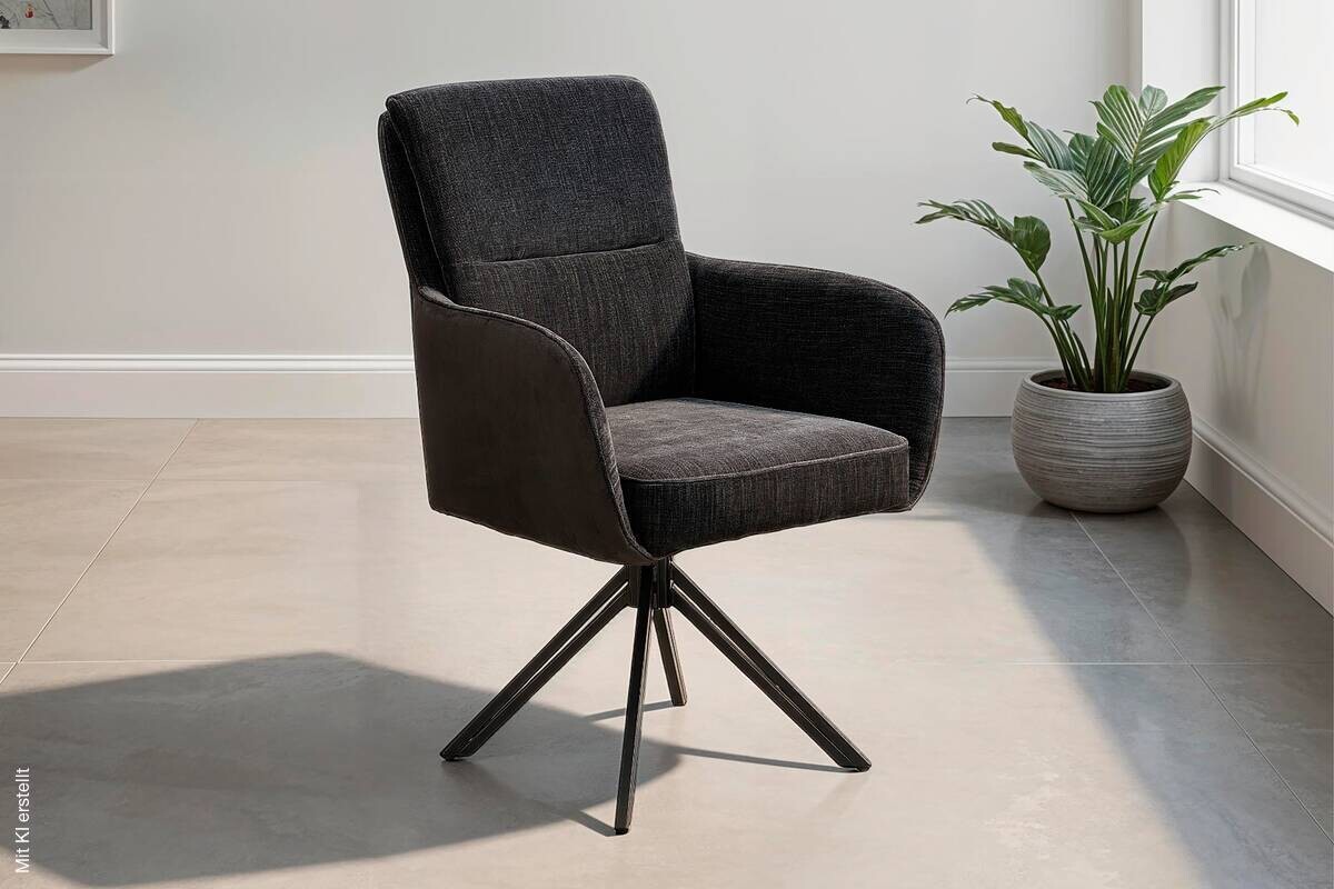 Stuhl TINO, 2er-Set schwarz Metall Microfaser B/H/T: ca. 62x94x70 cm