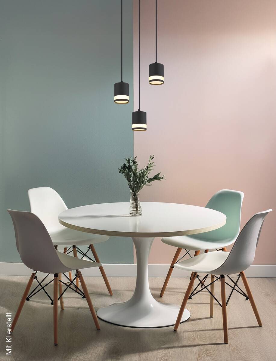 GLOBO Hängeleuchte Opal schwarz Kunststoff Metall H/D: ca. 110x30 cm 3 Brennstellen