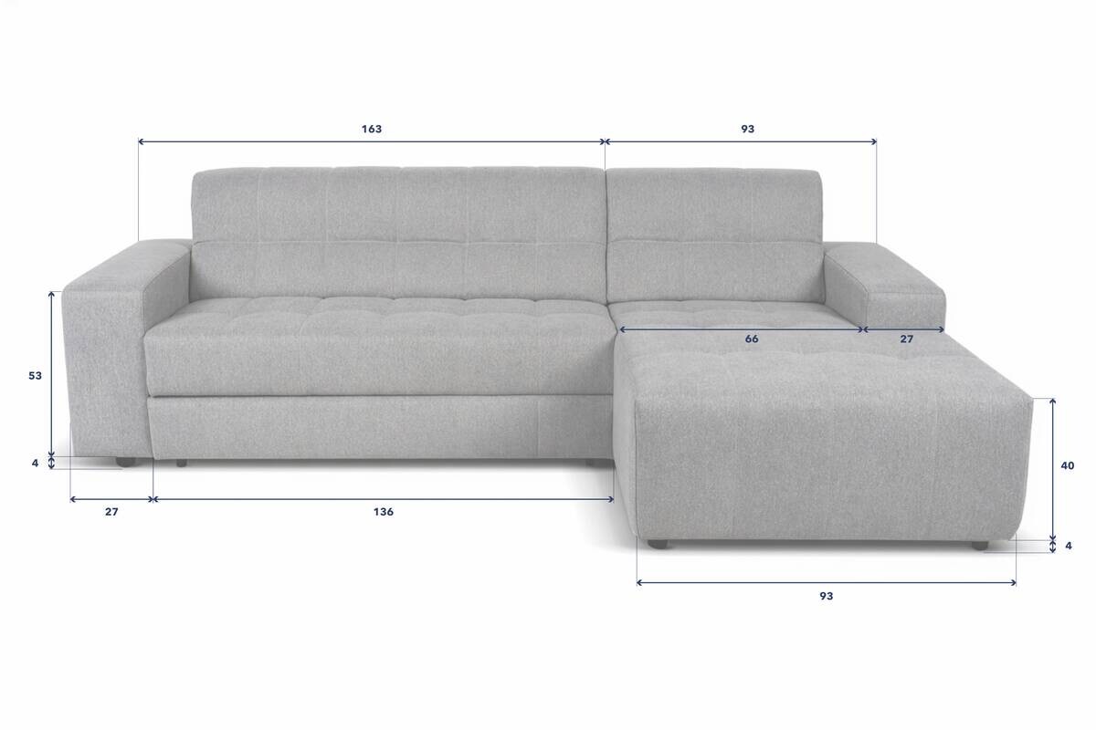 Ecksofa mit Bettfunktion grau Flachgewebe B/H/T: ca. 267x93x163 cm