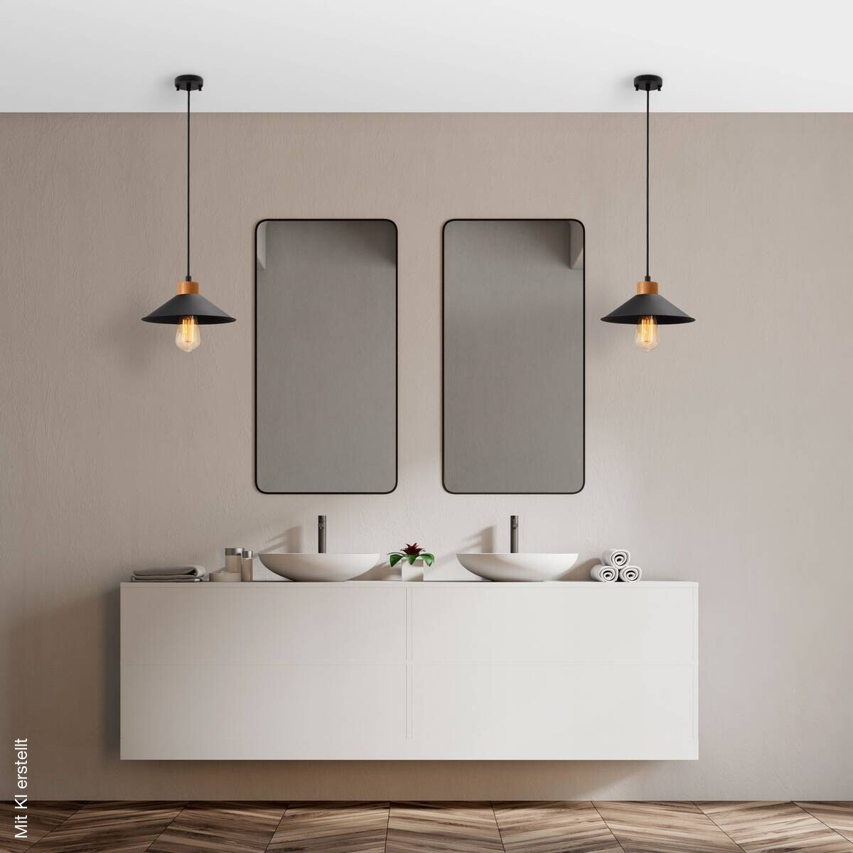 Opviq Pendelleuchte schwarz Holz B/H/T/L: ca. 103x103x24x103 cm E27 1 Brennstellen