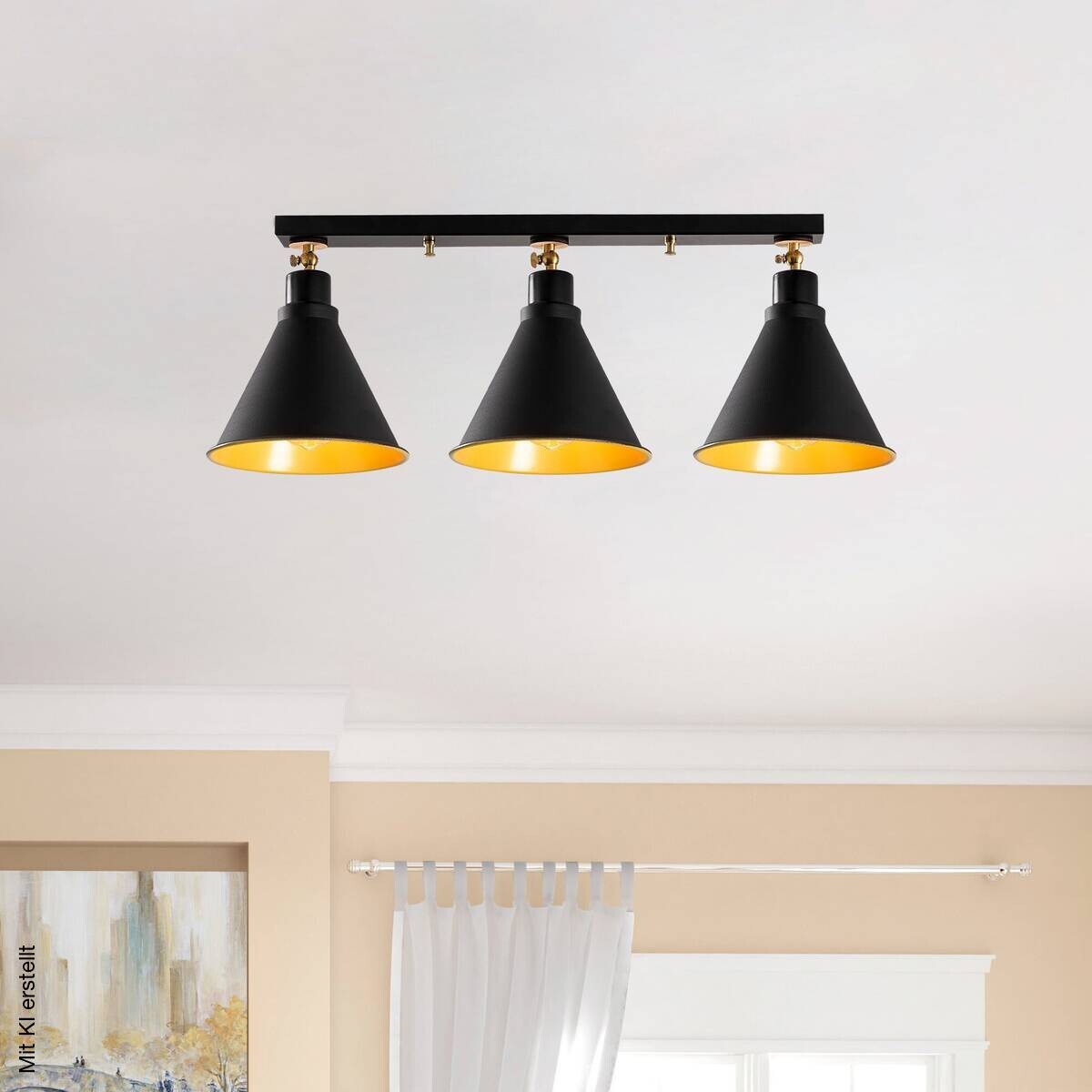 Pendelleuchte schwarz Metall B/H/L/D: ca. 72x26x72x72 cm E27 3 Brennstellen