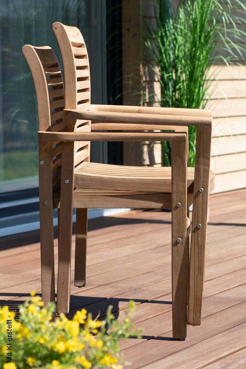 deVries Stapelsessel teak Teakholz B/H/L: ca. 52x92x63 cm