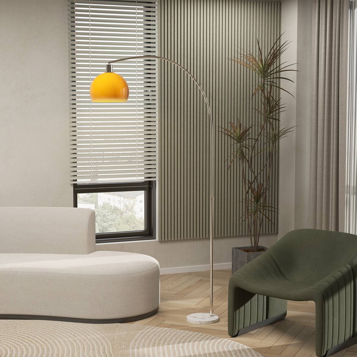 HOMCOM Stehleuchte orange Metall B/H/L: ca. 26x180x90 cm E27 1 Brennstellen