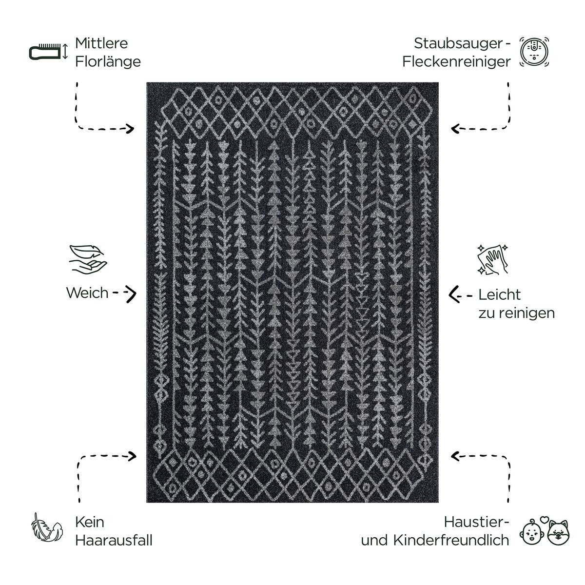 Sanat Teppich schwarz B/L: ca. 200x80 cm