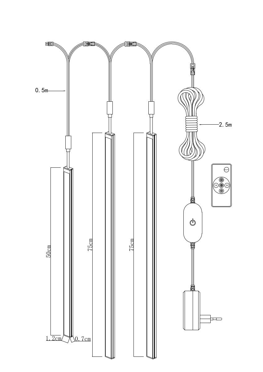 Nolo LED-Leuchtenset für Akustik-Paneele C16543PN L: ca. 75 cm