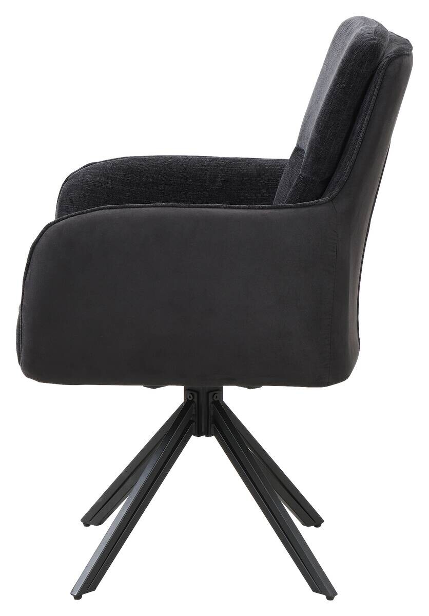Stuhl TINO, 2er-Set schwarz Metall Microfaser B/H/T: ca. 62x94x70 cm