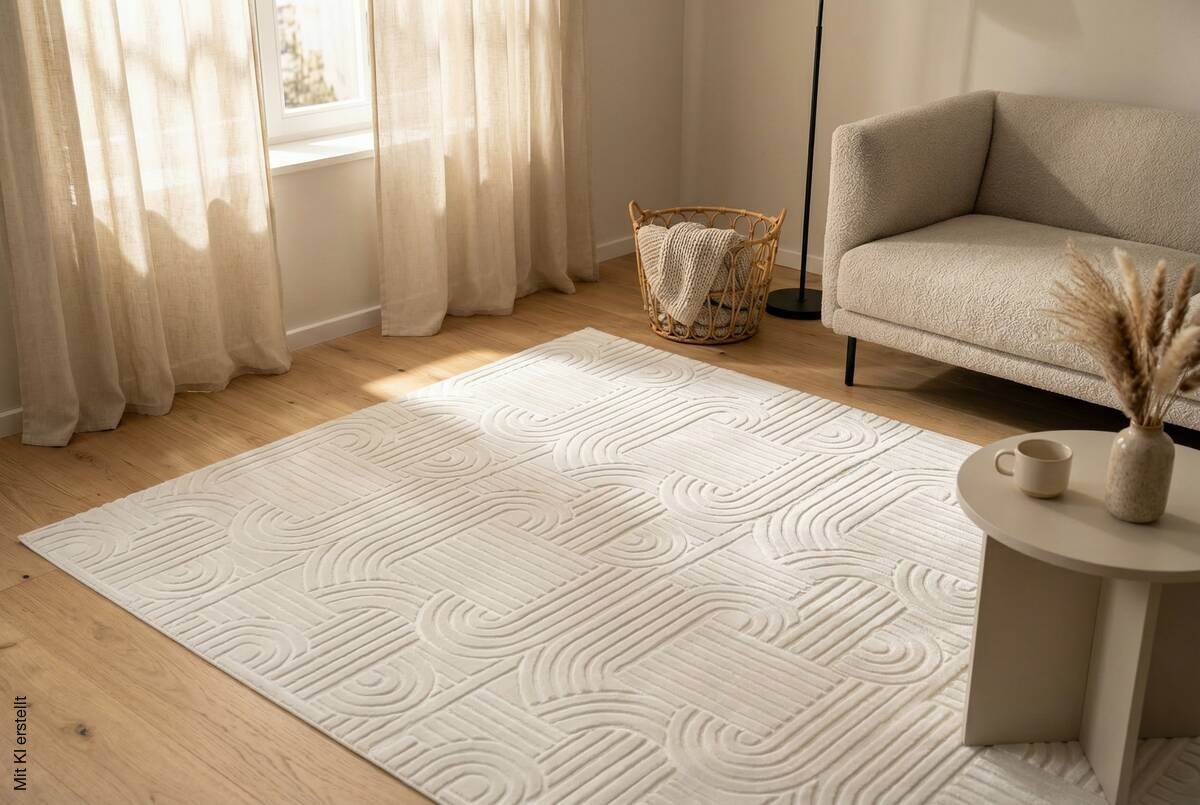 Kayoom Teppich Calma 125 weiß B/L: ca. 160x220 cm