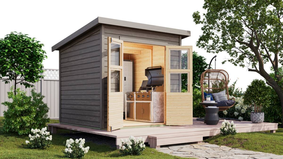 Karibu Gartenhaus Tony 2 grau B/H/L: ca. 214x219x242 cm