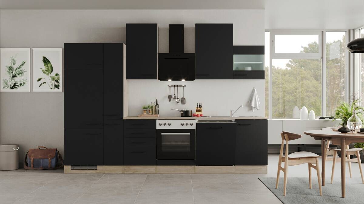 Küchenblock Capri schwarz matt B/H/T: ca. 310x234x60 cm
